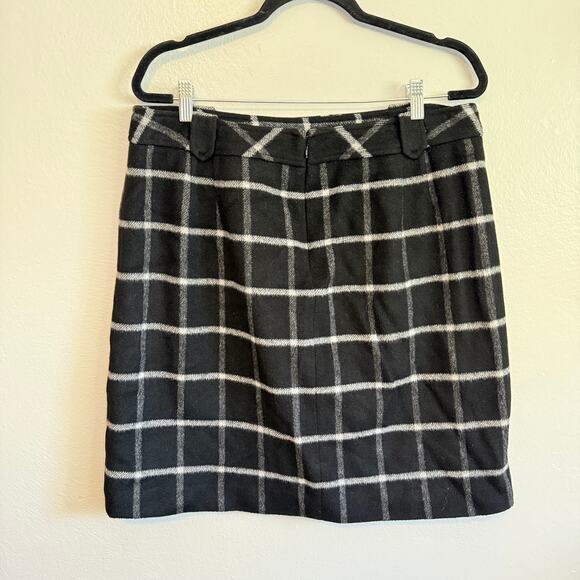 Talbots Women's Wool Blend Pencil Black White Plaid Windowpane Skirt Plus Sz 14 - Picture 5 of 5